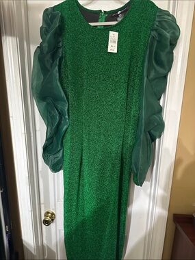 ashley stewart green dress | Dresses | Ashley Stewart Forest Long Sleeve Knit Midi With Side Slit #0071